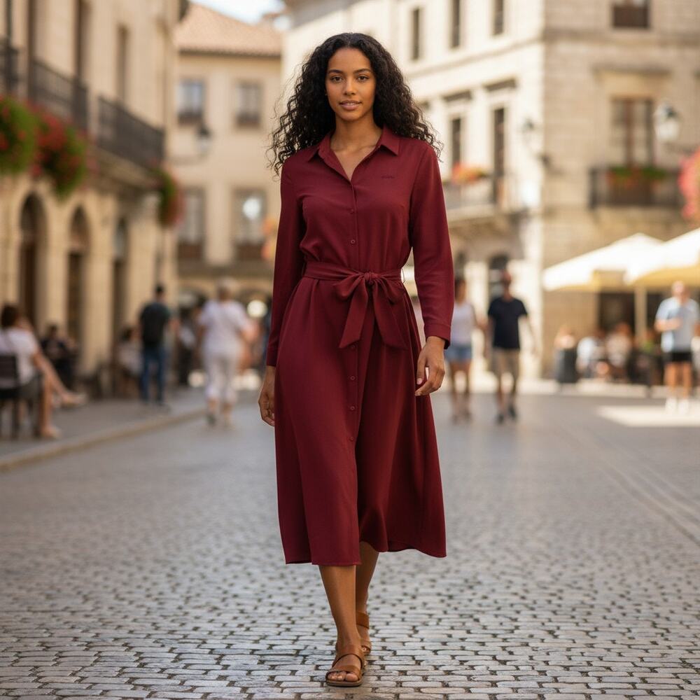 J by Jason Wu Woman Cabernet Red Knit Shirt Dress - Size 1X
